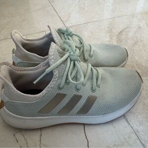 Adidas Light Green Sneakers with Silver Stripes Cloudfoam Plus